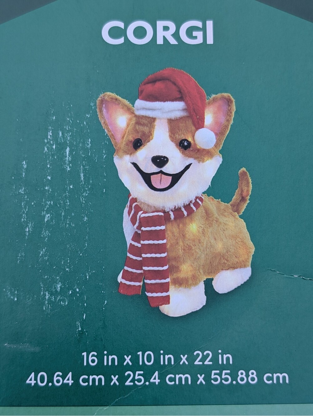 Holiday Time Lighted Corgi Dog Christmas Decoration 50 LED Lights Tinsel NEW